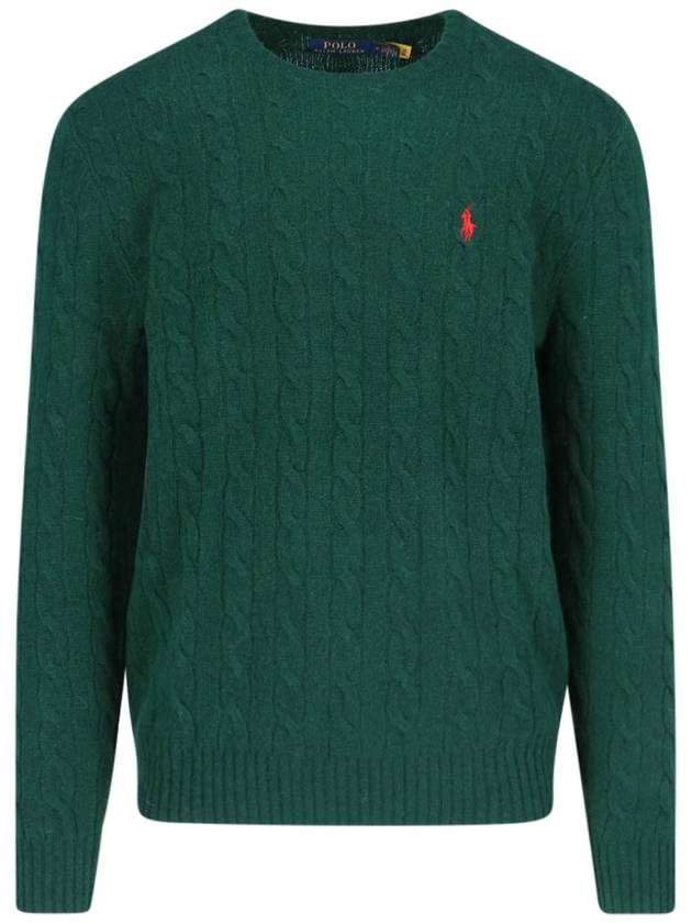 Embroidered Logo Cable Knit Top Green - POLO RALPH LAUREN - BALAAN 2