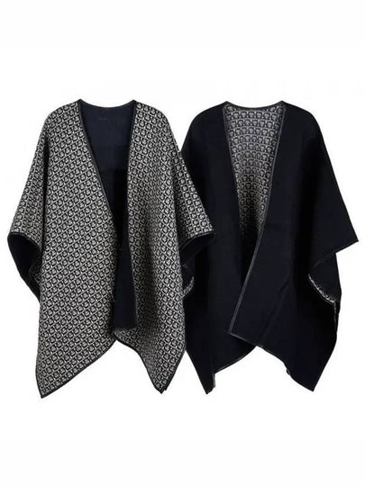 Gancini Wool Cape Black - SALVATORE FERRAGAMO - BALAAN 2