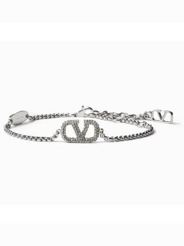 V Logo Signature Bracelet Silver - VALENTINO - BALAAN 1