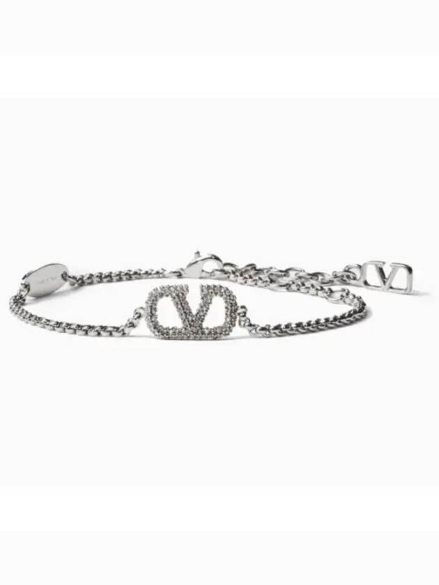 V Logo Signature Bracelet Silver - VALENTINO - BALAAN 1