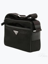 Re-Nylon Saffiano Leather Triangle Logo Cross Bag Black - PRADA - BALAAN 2