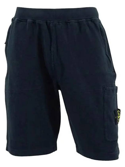 Men's OLD Treatment Logo Patch Cargo Bermuda Shorts Navy - STONE ISLAND - BALAAN 2