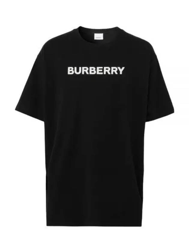 Logo Print Cotton Oversized Short Sleeve T-Shirt Black - BURBERRY - BALAAN 2