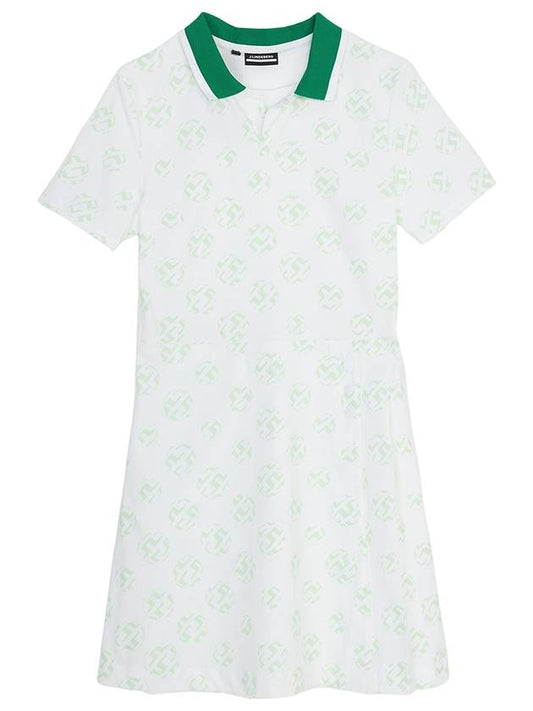 Women's Katherine Mini Dress White Green - J.LINDEBERG - BALAAN 2