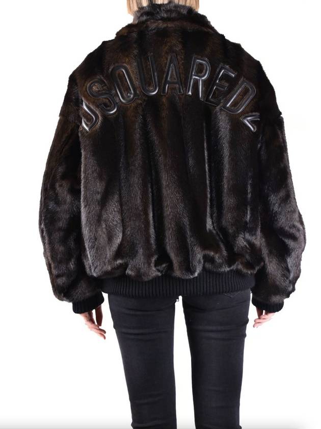 Logo Bomber Eco Fur Jacket Brown - DSQUARED2 - BALAAN 11