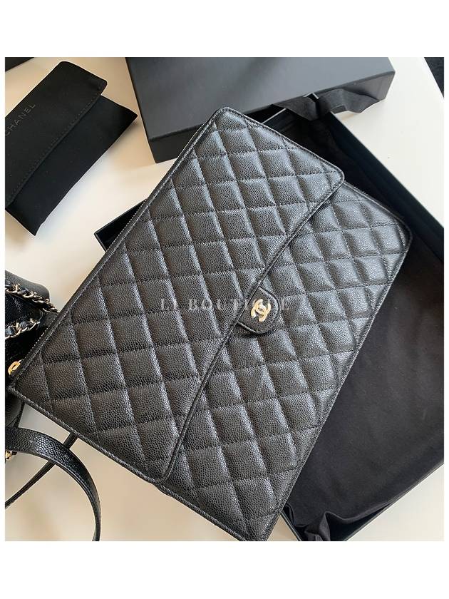 Gold CC Logo Classic Flap Caviar Clutch Bag Black - CHANEL - BALAAN 10