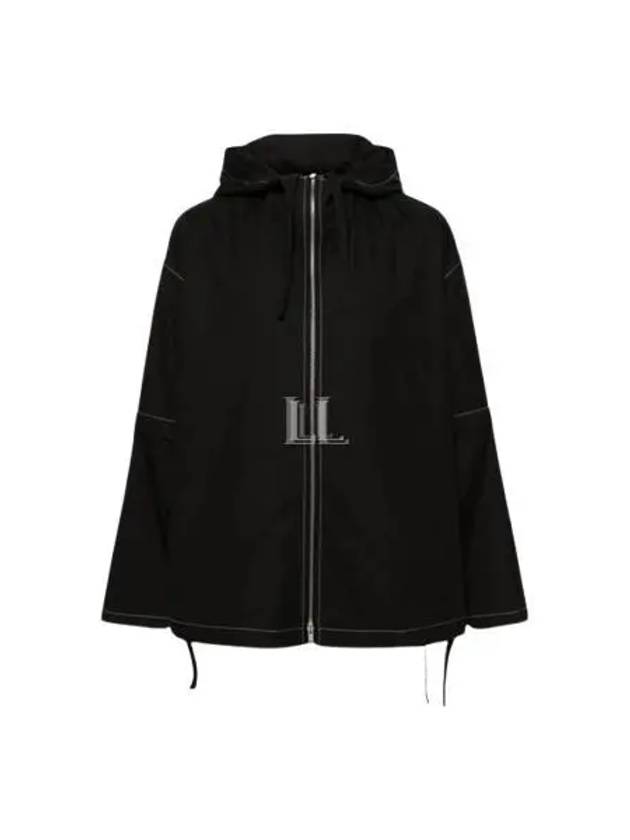 Contrast Stitch Hooded Jacket Black - JIL SANDER - BALAAN 2