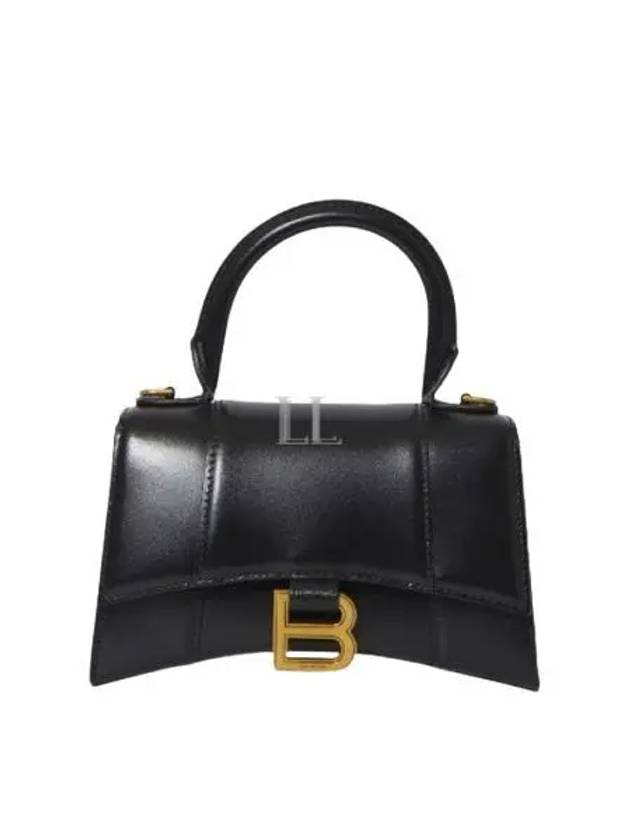 Hourglass XS Glossy Calfskin Tote Bag Black - BALENCIAGA - BALAAN 2