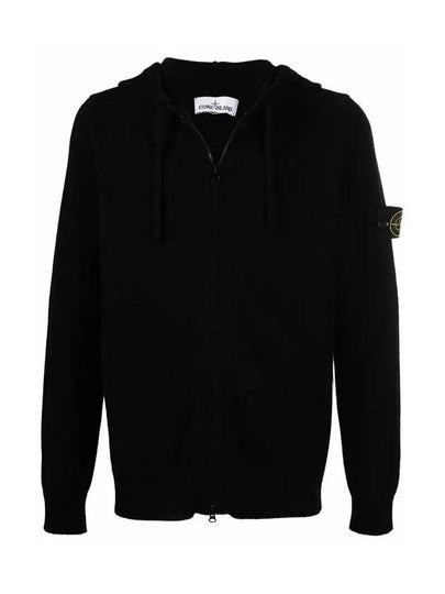 Waffen Patch Knit Zip Up Hoodie Black - STONE ISLAND - BALAAN 2