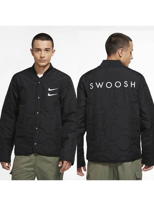 Men's Double Swoosh Quilting Jacket Black - NIKE - BALAAN 2