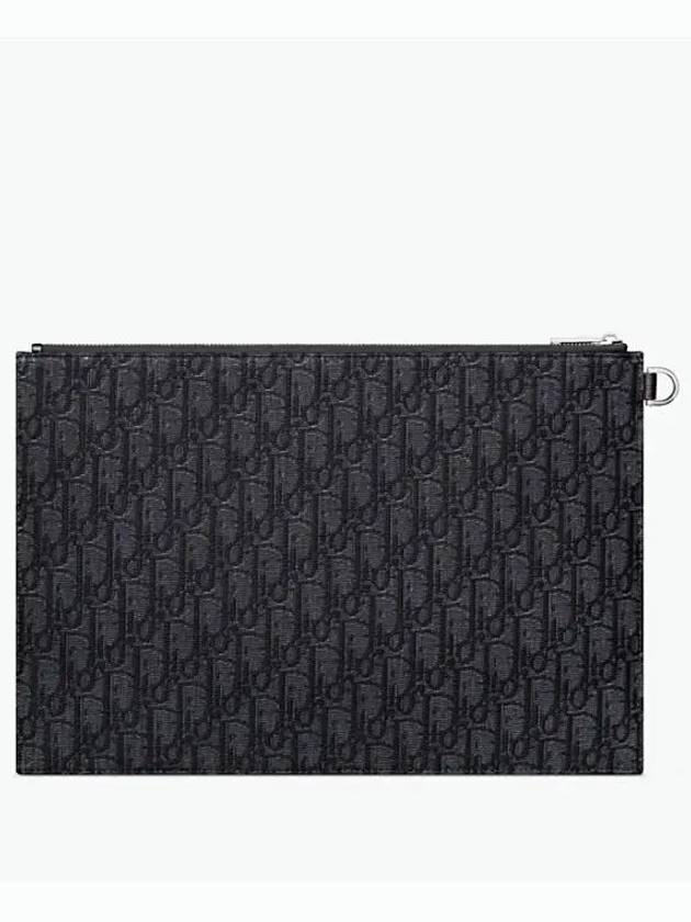 A4 Oblique Jacquard Clutch Bag Black - DIOR - BALAAN 2