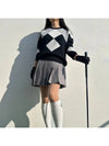 golf knit gray argyle simple long sleeve knit - LOLOALLOY - BALAAN 2