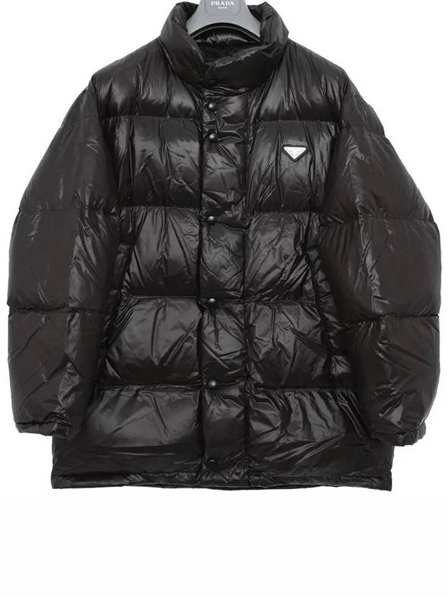 Triangle Logo Nylon Padded Jacket Black - PRADA - BALAAN 5