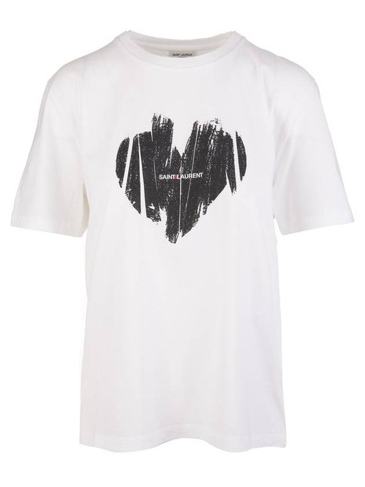 Noir Print Short Sleeve T-Shirt White - SAINT LAURENT - BALAAN 1