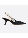 J'adior Embroidered Ribbon Fabric Slingback Heels Black - DIOR - BALAAN 3