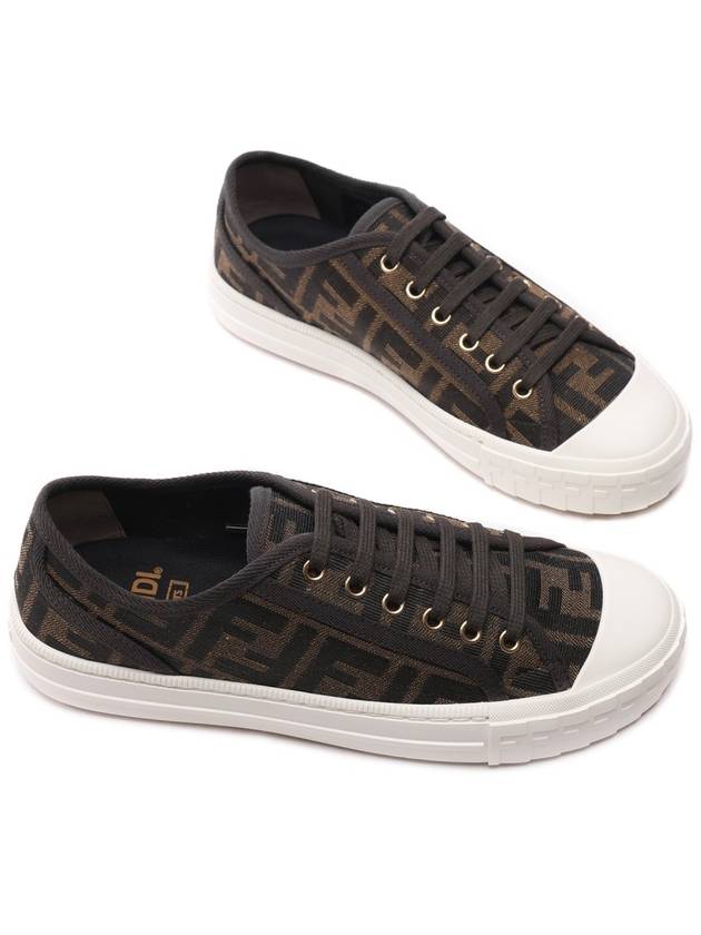 Domino FF Fabric Low Top Sneakers Brown - FENDI - BALAAN 6