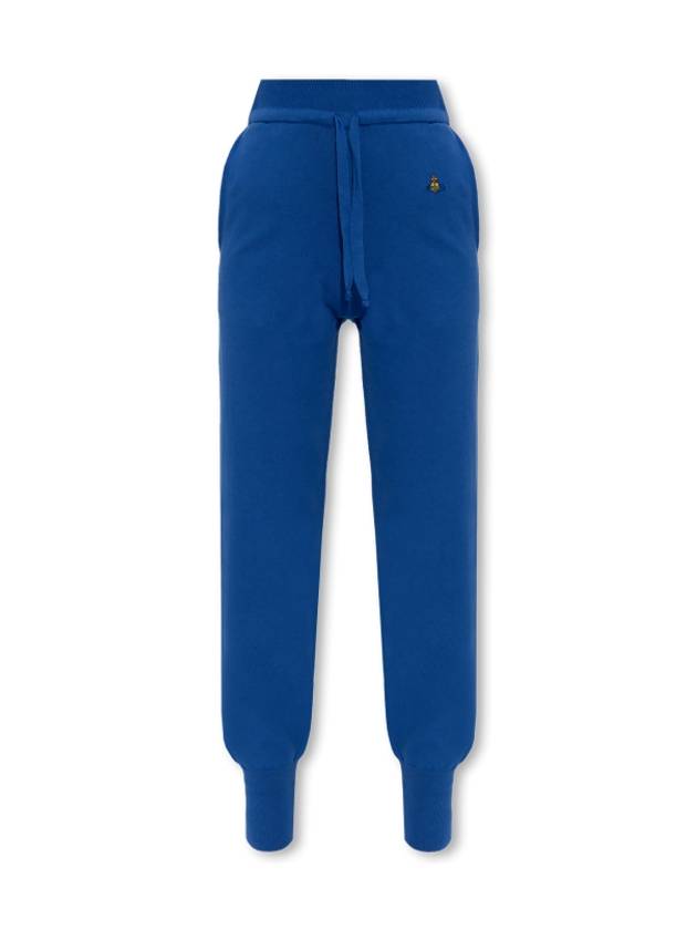 Embroidered Logo Knit Track Pants Blue - VIVIENNE WESTWOOD - BALAAN 2