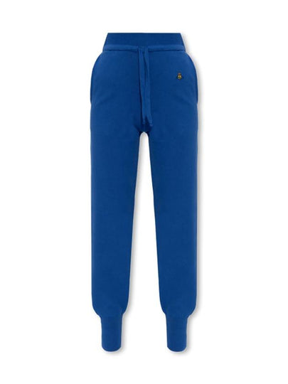 Embroidered Logo Knit Track Pants Blue - VIVIENNE WESTWOOD - BALAAN 2