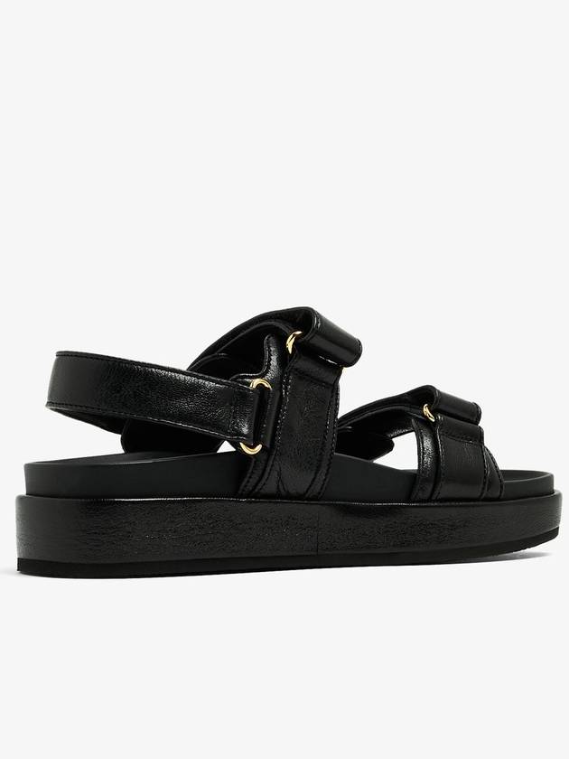 Kira Sports Logo Leather Sandals Black - TORY BURCH - BALAAN 5