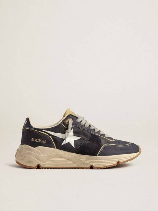White Star Print Nylon Low Top Sneakers Dark Blue - GOLDEN GOOSE - BALAAN 2