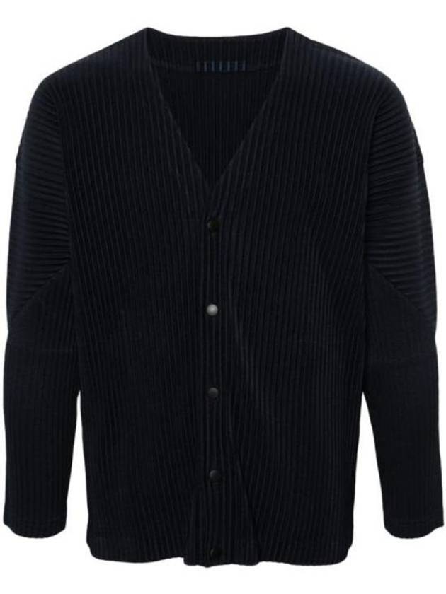 V-Neck Pleated Cardigan Navy - ISSEY MIYAKE - BALAAN 2