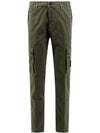 Garment Dyed Old Effect Stretch Broken Twill Cotton Cargo Pants Olive Green - STONE ISLAND - BALAAN 2