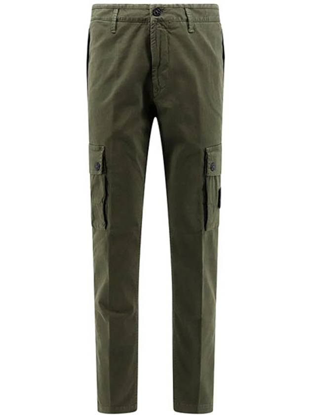 Garment Dyed Old Effect Stretch Broken Twill Cotton Cargo Pants Olive Green - STONE ISLAND - BALAAN 2