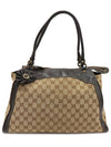 189828 GG logo jacquard brown leather gold trophy tote bag - GUCCI - BALAAN 1