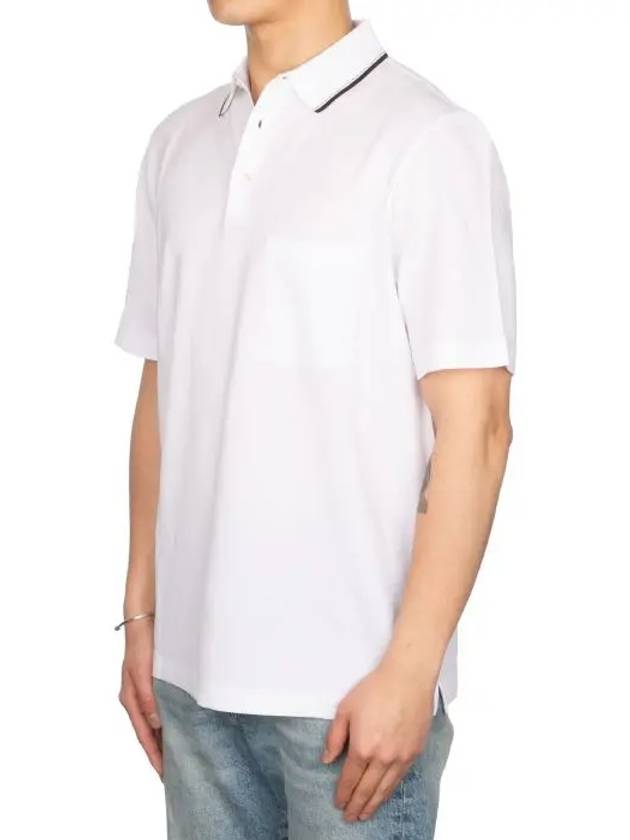 Piqures Sellier Collar Polo Shirt White - HERMES - BALAAN 4