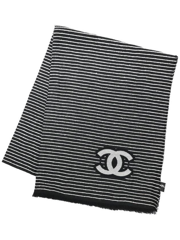 CC logo striped shawl striped black stole AA9645 - CHANEL - BALAAN 8