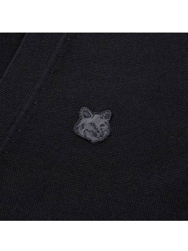 Bold Fox Head Patch V Neck Wool Cardigan Black - MAISON KITSUNE - BALAAN 4