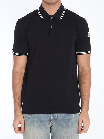 Striped Trim Polo Shirt - MONCLER - BALAAN 1