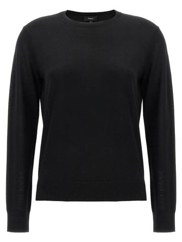 Regal Wool Crew Neck Knit Top Black - THEORY - BALAAN 1