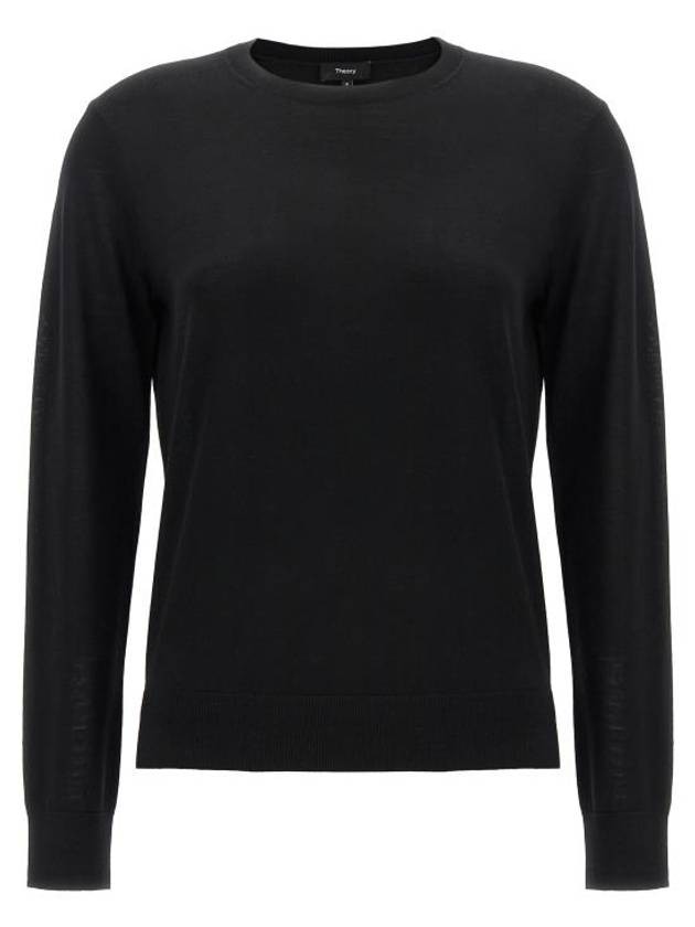 Regal Wool Crew Neck Knit Top Black - THEORY - BALAAN 1