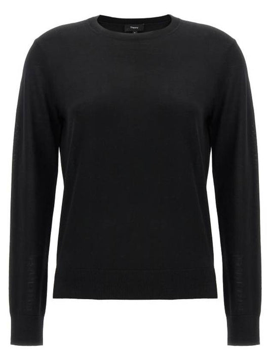 Regal Wool Crew Neck Knit Top Black - THEORY - BALAAN 1