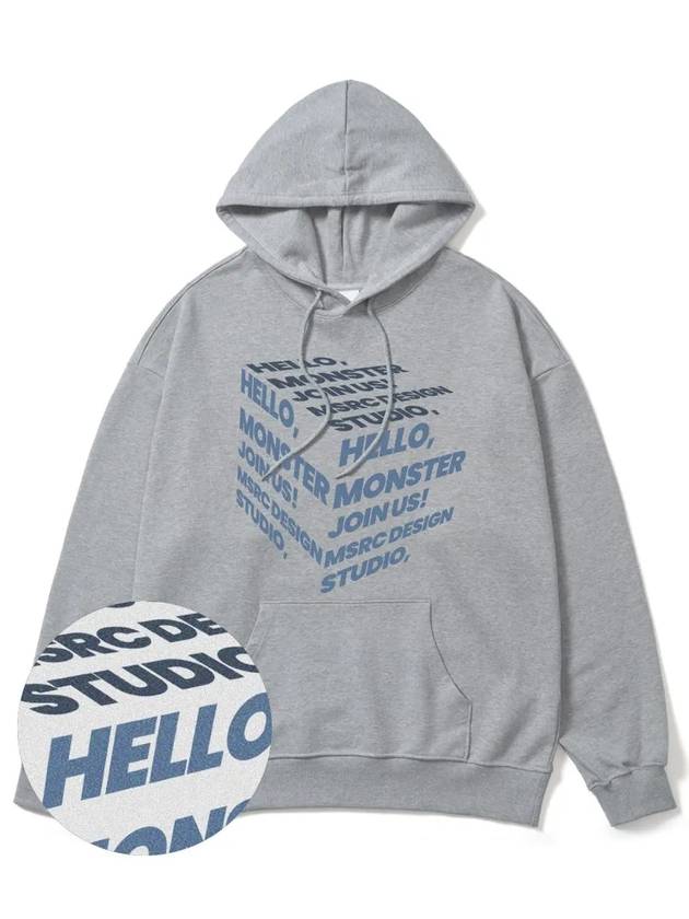 Cube Indigo Blue Overfit Hoodie Grey - MONSTER REPUBLIC - BALAAN 3