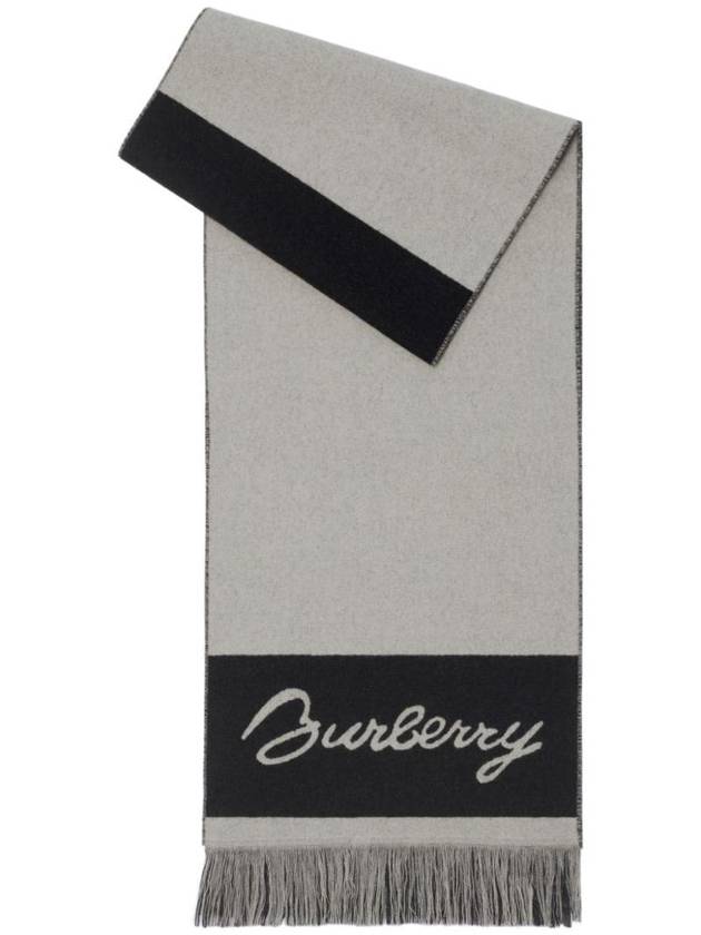 EKD Logo Wool Scarf Black - BURBERRY - BALAAN 1