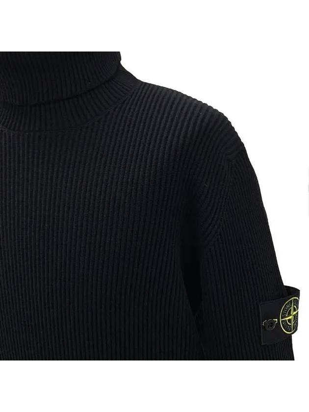 Logo Knit Turtleneck Black - STONE ISLAND - BALAAN 5