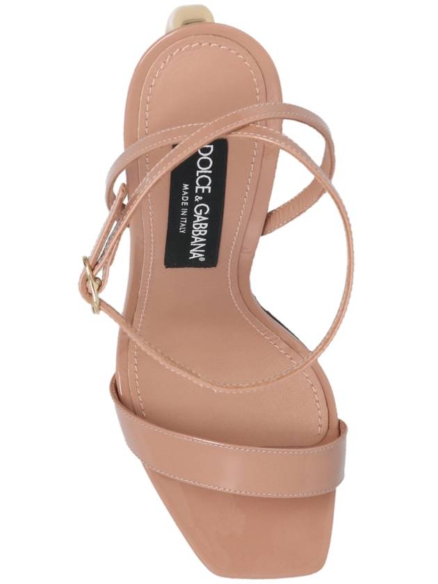 Keira Logo Sandals Heel Pink Beige - DOLCE&GABBANA - BALAAN 7