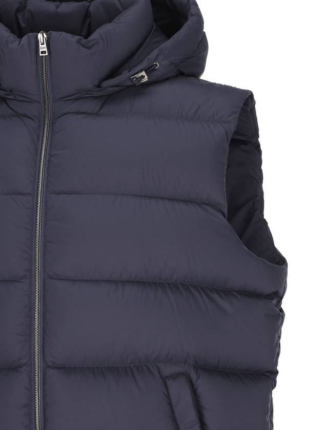 Hooded zip up vest navy - HERNO - BALAAN 4