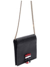 Pebble Grain Leather Bow Detail Chain Strap Card Wallet Black - THOM BROWNE - BALAAN 4