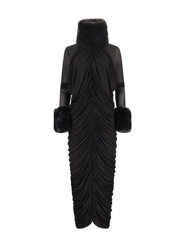 FAUX-FUR TRIM MIDI DRESS - MAGDA BUTRYM - BALAAN 1