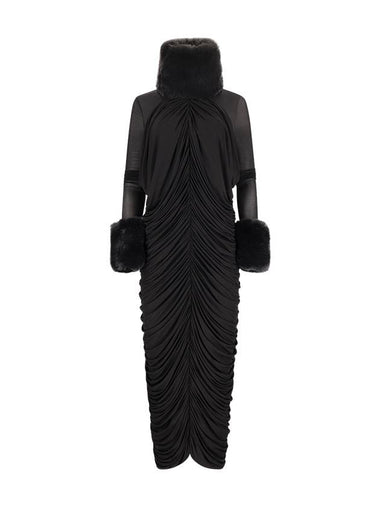 FAUX-FUR TRIM MIDI DRESS - MAGDA BUTRYM - BALAAN 1