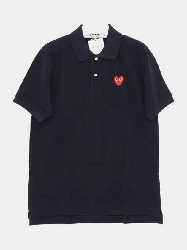 Heart Logo Classic Collar Short Sleeve Men s T Shirt P1T0062 NAVY 1039665 - COMME DES GARCONS - BALAAN 1