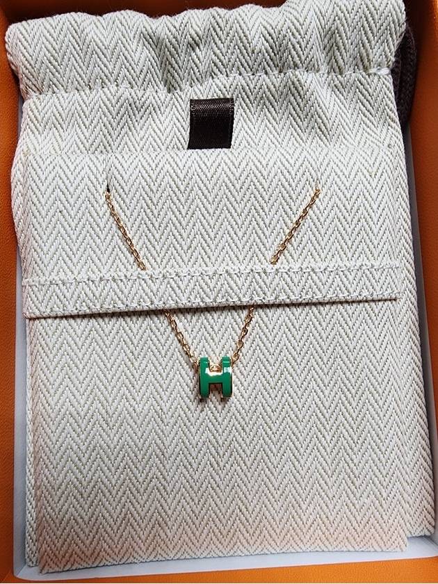 Mini Pop-Ache H Pendant Rose Gold Necklace Malachite - HERMES - BALAAN.