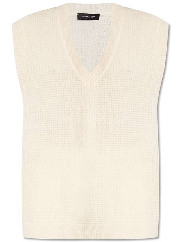 Woman cream V-neck vest vest MAD264F051 D649 0000 0142 - FABIANA FILIPPI - BALAAN 2