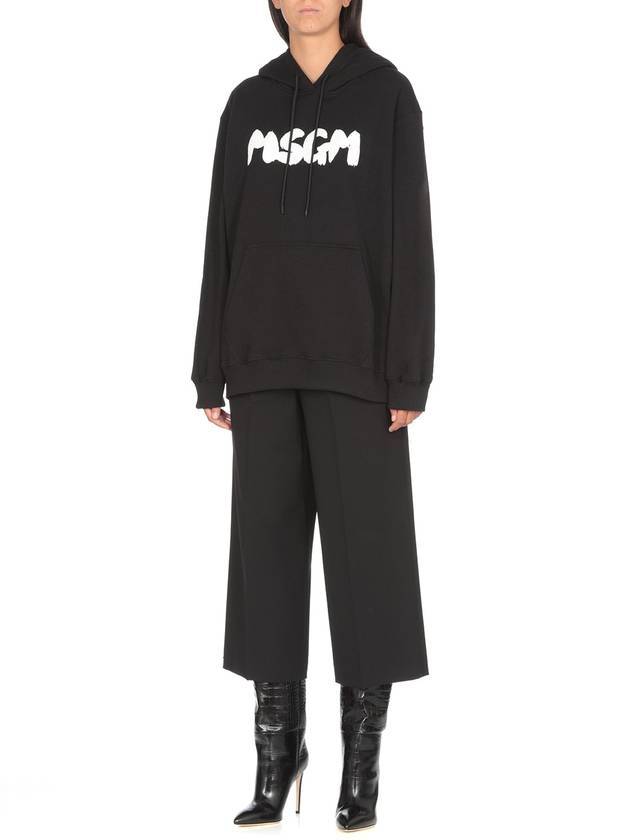 Brushed Logo Print Hoodie Black - MSGM - BALAAN 4