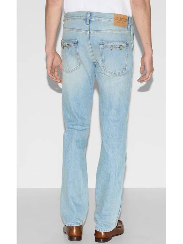 Horsebits Cotton Jeans Blue - GUCCI - BALAAN 5