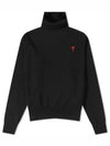 Men's Heart Logo Wool Turtleneck Black - AMI - BALAAN 2