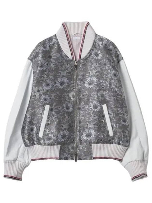 Floral scuba jacquard oversized blouson jacket multicolor aviation jumper - THOM BROWNE - BALAAN 1